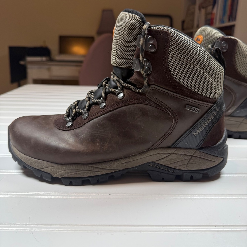 Merrell Accentor Mid Waterproof Hiking Boots Mens 8.5 Brown Leather Trail Shoes